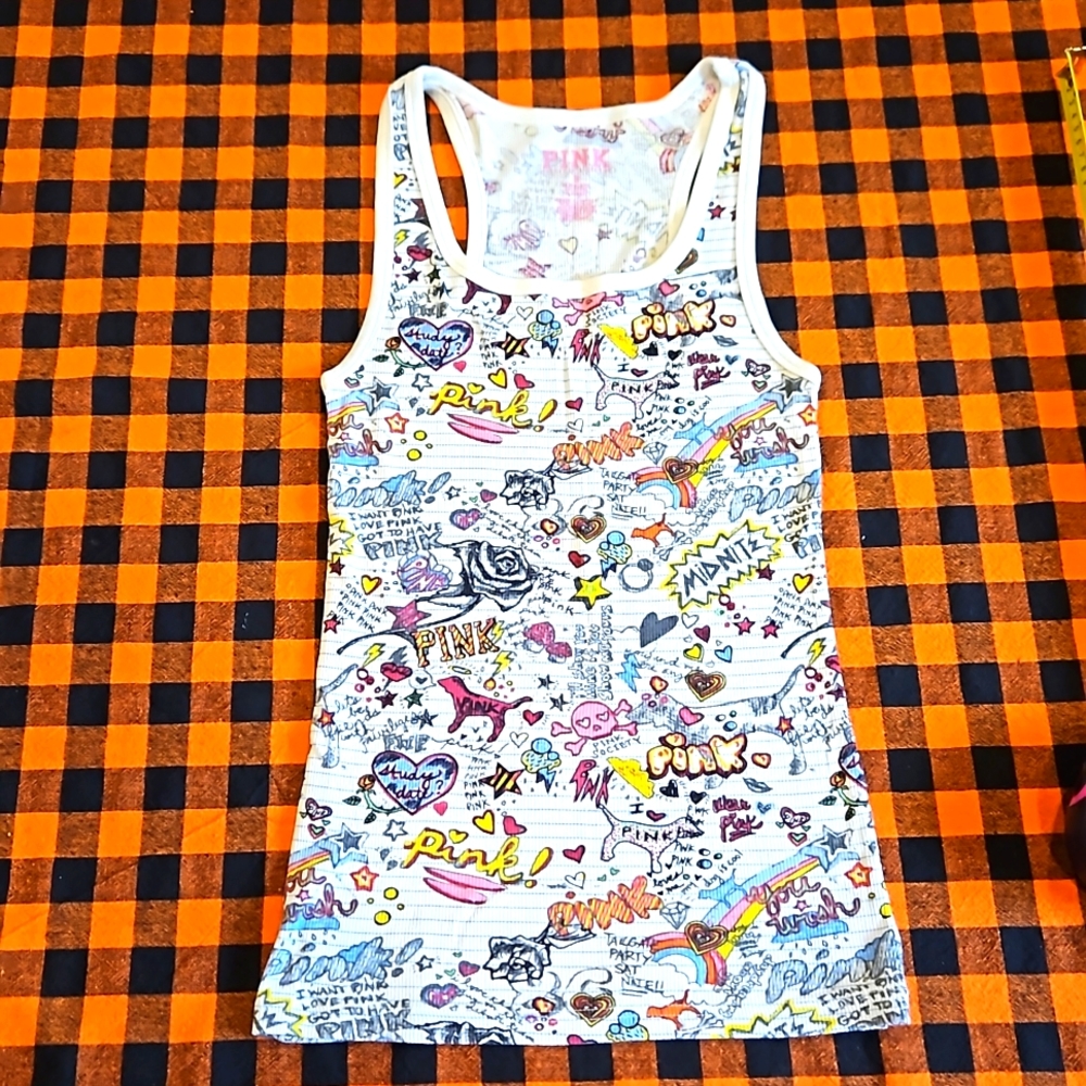 Victoria’s Secret Pink Doodle Tank Top